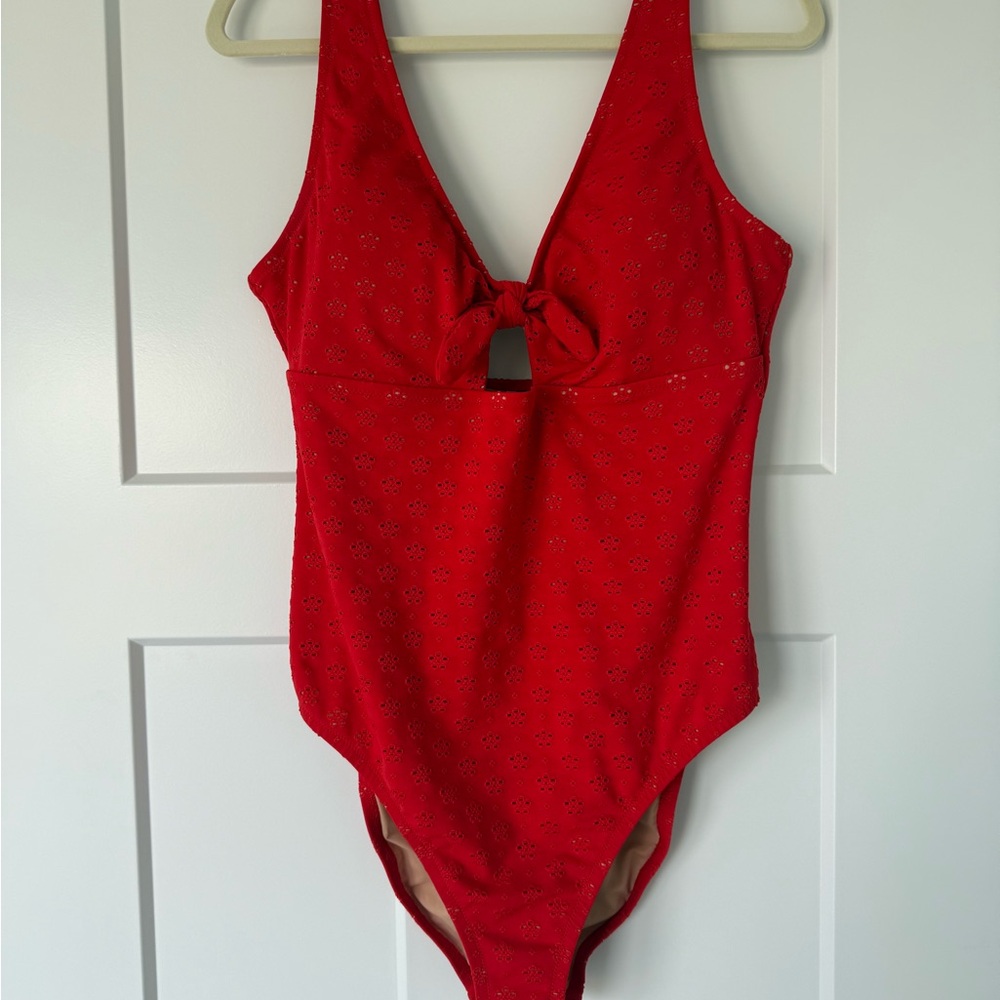 J. Crew Bright Red One-Piece Swimsuit with Front Tie